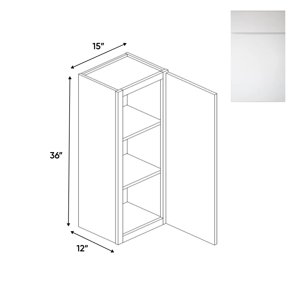 RTA - Sonoma White - 36" Height Single Door Wall Cabinets - 15"W x 36"H x 12"D