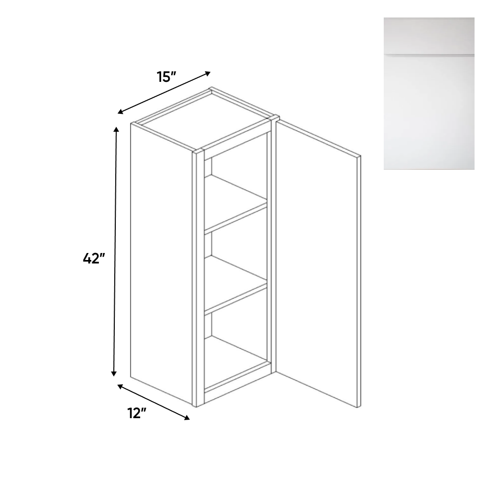 RTA - Sonoma White - 42"Height Single Door Wall Cabinets - 15"W x 42"H x 12"D