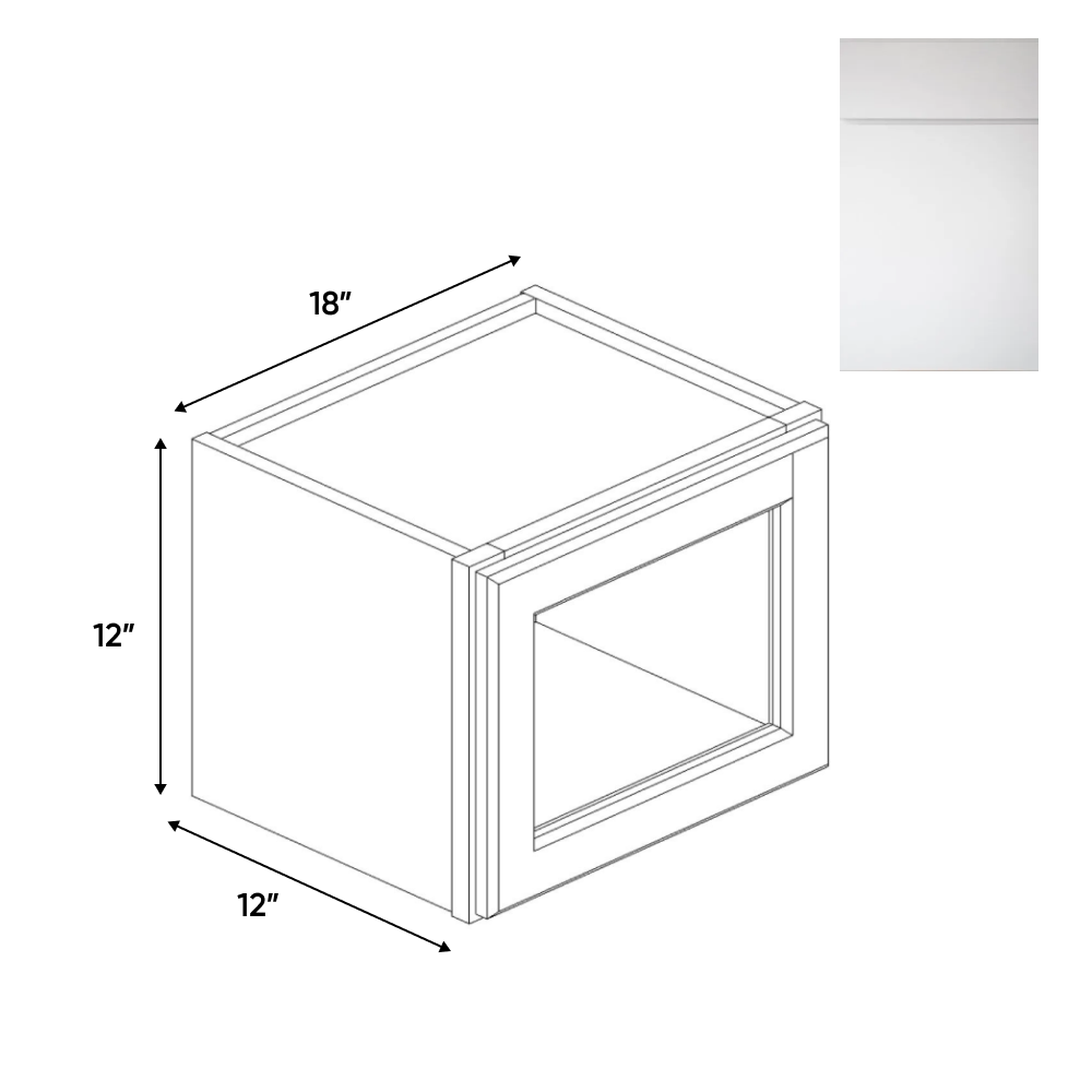 Sonoma White - Single Glass Door Wall Cabinets - 18"W x 12"H x 12"D - Pre Assembled