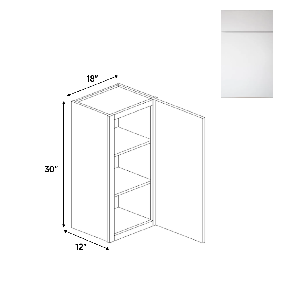 RTA - Sonoma White - 30"Height Single Door Wall Cabinets - 18"W x 30"H x 12"D