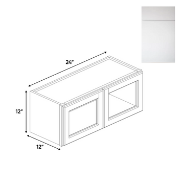 Sonoma White - Double Glass Door Wall Cabinets - 24"W x 12"H x 12"D - Pre Assembled