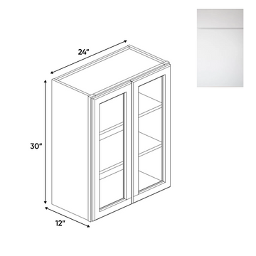 Sonoma White - Double Glass Door Wall Cabinets - 24"W x 30"H x 12"D - Pre Assembled