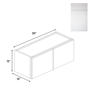 Sonoma White - 12" Height Double Door Wall Cabinets - 30"W x 12"H x 12"D - Pre Assembled