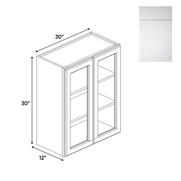 Sonoma White - Double Glass Door Wall Cabinets - 30"W x 30"H x 12"D - Pre Assembled