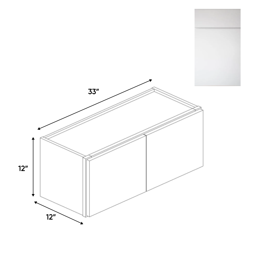 Sonoma White - 12" Height Double Door Wall Cabinets - 33"W x 12"H x 12"D - Pre Assembled