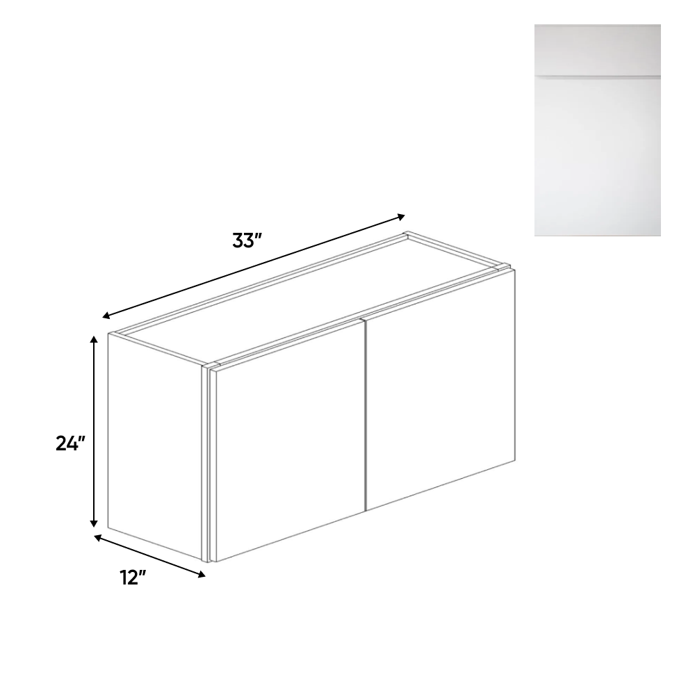 RTA - Sonoma White - 24" Height Double Door Wall Cabinets - 33"W x 24"H x 12"D