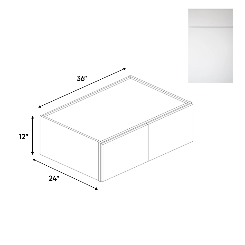 Sonoma White - 24" Deep Double Door Wall Cabinets - 36"W x 12"H x 24"D - Pre Assembled