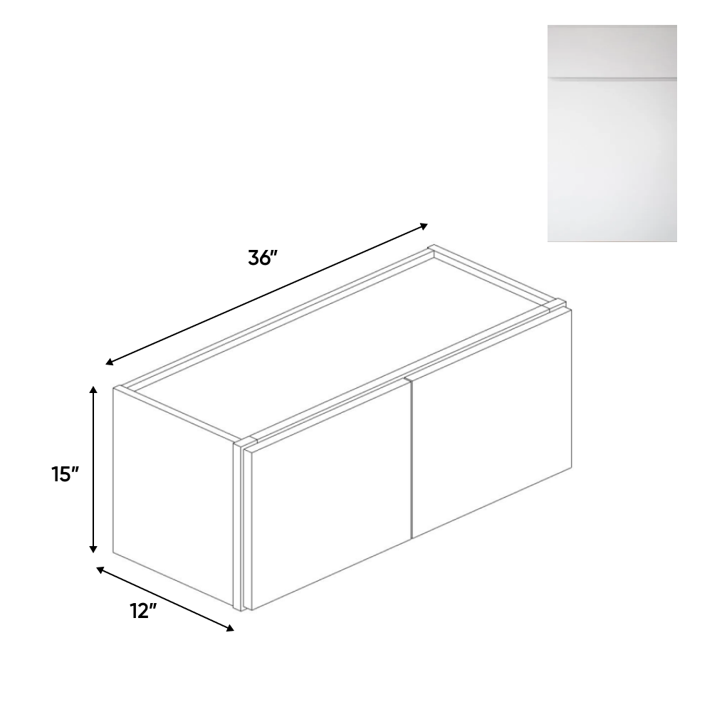 RTA - Sonoma White - 15"Height Double Door Wall Cabinets - 36"W x 15"H x 12"D