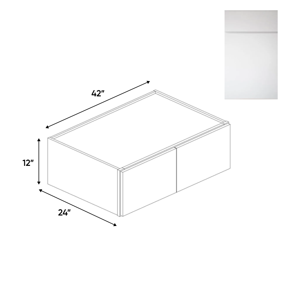 Sonoma White - 24" Deep Double Door Wall Cabinets - 42"W x 12"H x 24"D - Pre Assembled