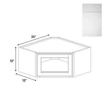 Sonoma White - Diagonal Corner Glass Door Wall Cabinets - 24