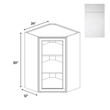 Sonoma White - Diagonal Corner Glass Door Wall Cabinets - 24