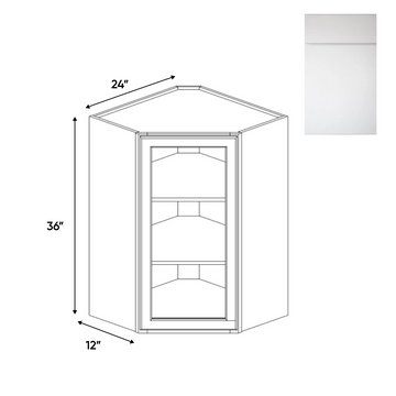 Sonoma White - Diagonal Corner Glass Door Wall Cabinets - 24