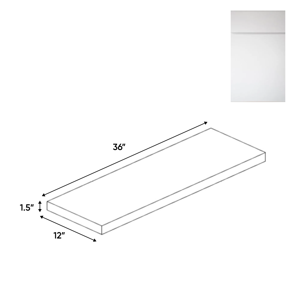 Sonoma White - Wall Shelf - 36"W x 1.5"H x 12"D - Pre Assembled