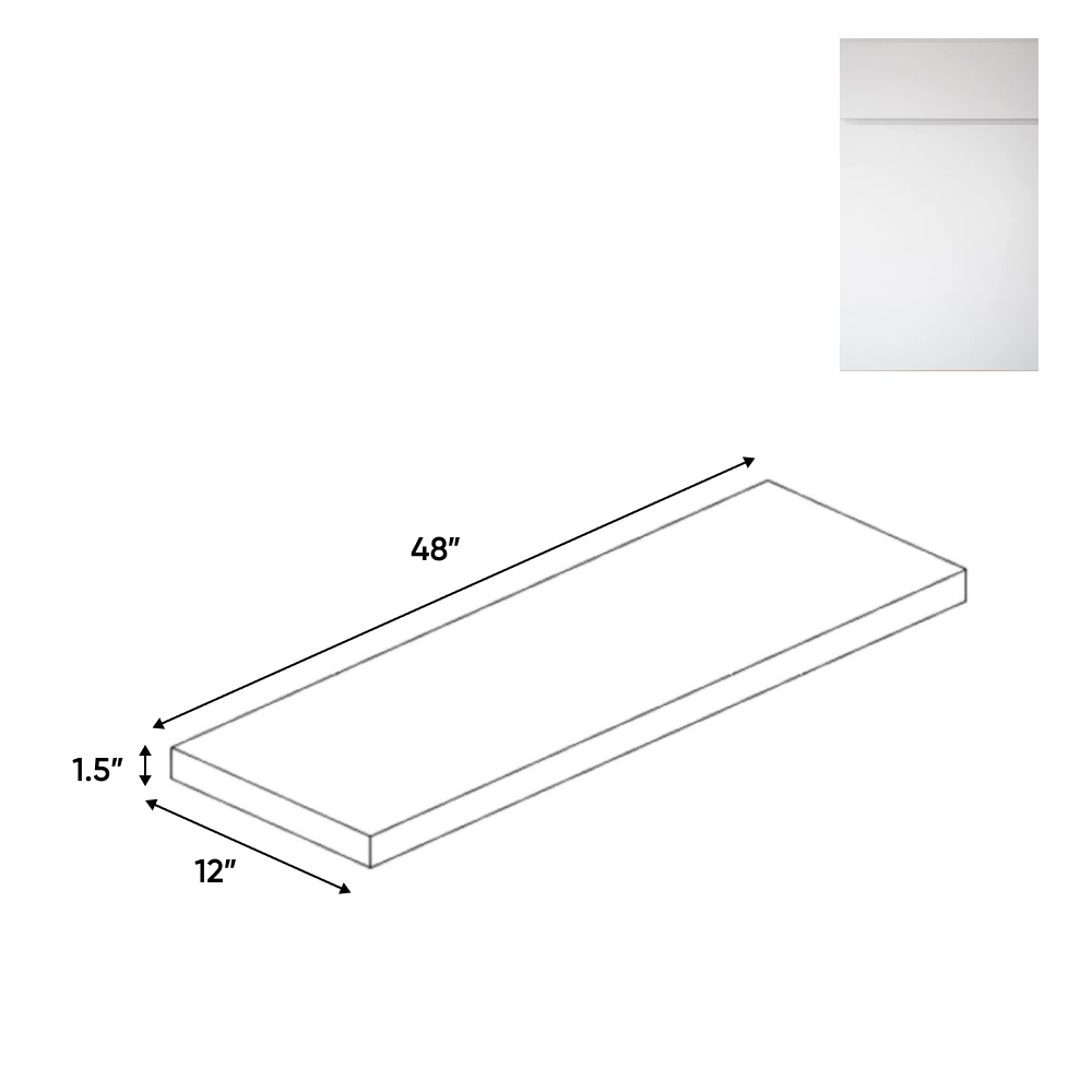 Sonoma White - Wall Shelf - 48"W x 1.5"H x 12"D - Pre Assembled