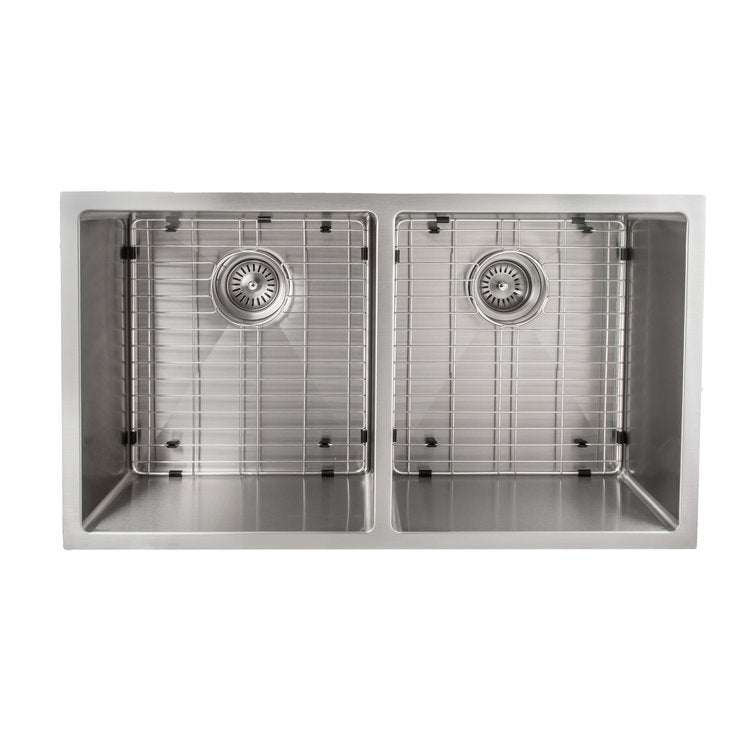 ZLINE 33 in. Anton Undermount Double Bowl Stainless Steel Kitchen Sink with Bottom Grid (SR50D-33)