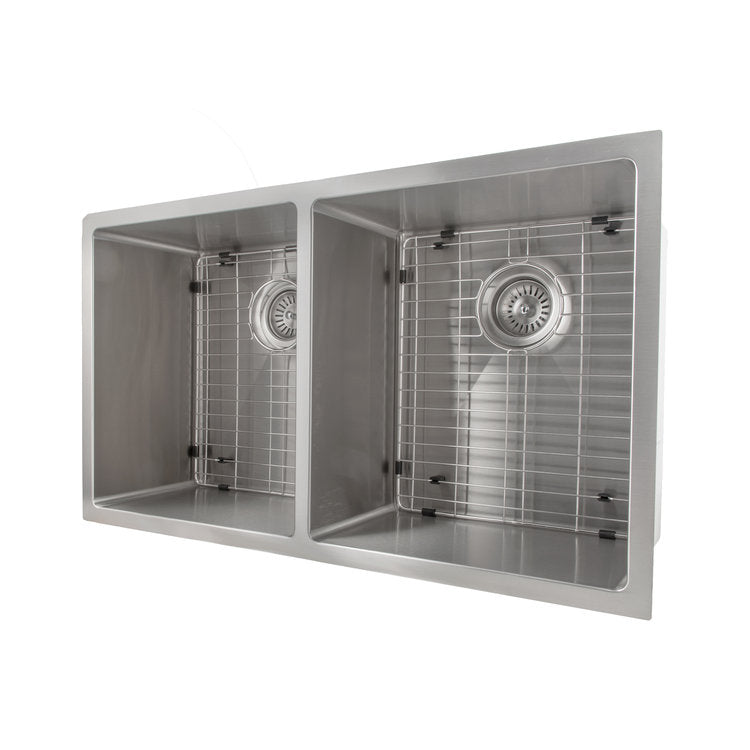ZLINE 33 in. Anton Undermount Double Bowl Stainless Steel Kitchen Sink with Bottom Grid (SR50D-33)