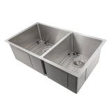 ZLINE 33 in. Chamonix Undermount Double Bowl Stainless Steel Kitchen Sink with Bottom Grid (SR60D-33)