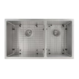 ZLINE 33 in. Chamonix Undermount Double Bowl Stainless Steel Kitchen Sink with Bottom Grid (SR60D-33)