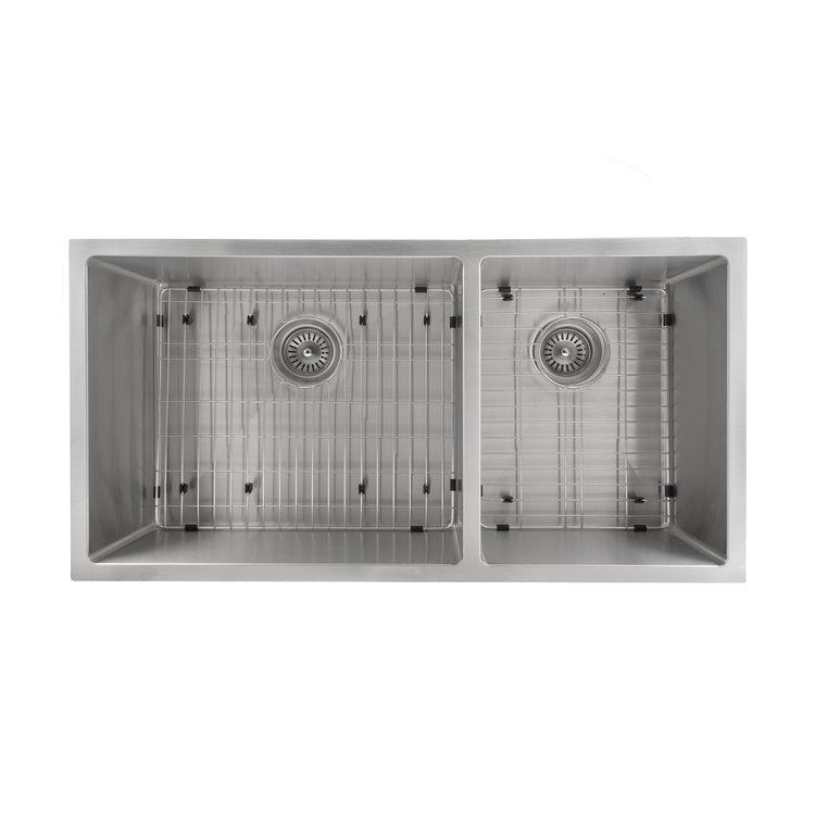 ZLINE 36 in. Chamonix Undermount Double Bowl Stainless Steel Kitchen Sink with Bottom Grid (SR60D-36)