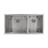 ZLINE 36 in. Chamonix Undermount Double Bowl Stainless Steel Kitchen Sink with Bottom Grid (SR60D-36)