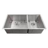 ZLINE 36 in. Chamonix Undermount Double Bowl Stainless Steel Kitchen Sink with Bottom Grid (SR60D-36)