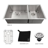 ZLINE 36 in. Chamonix Undermount Double Bowl Stainless Steel Kitchen Sink with Bottom Grid (SR60D-36)
