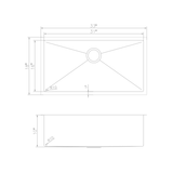 ZLINE 33 in. Meribel Undermount Single Bowl Stainless Steel Kitchen Sink with Bottom Grid (SRS-33)