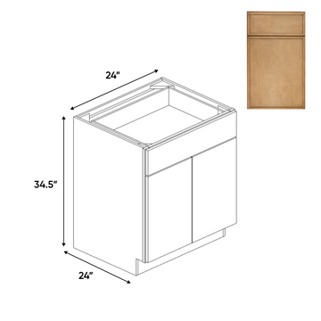 Slim Shaker Karamel - Double Door Cabinets - 24"W x 34.5"H x 24"D - Pre Assembled