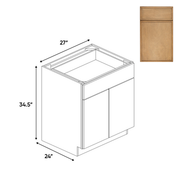 Slim Shaker Karamel - Double Door Cabinets - 27"W x 34.5"H x 24"D - Pre Assembled