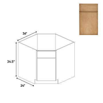 RTA - Slim Shaker Karamel - Diagnonal Corner Sink Base Cabinets - 36