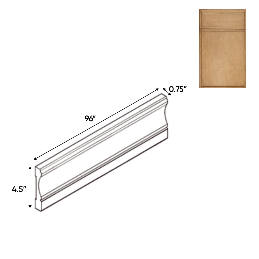 RTA - Slim Shaker Karamel - Furniture Base Moulding - 3/4"W x 4 1/2"D x 96"H