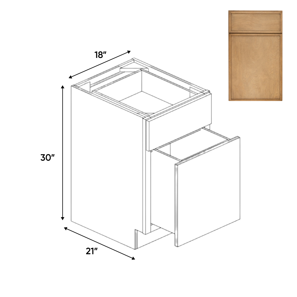 Slim Shaker Karamel - File Drawer Base Cabinets - 18"W x 30"H x 21"D - Pre Assembled