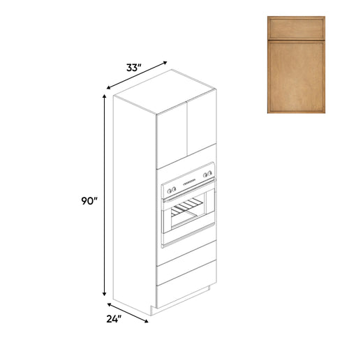 Slim Shaker Karamel - 33x90 Inch Single Oven Tall Cabinet - 33