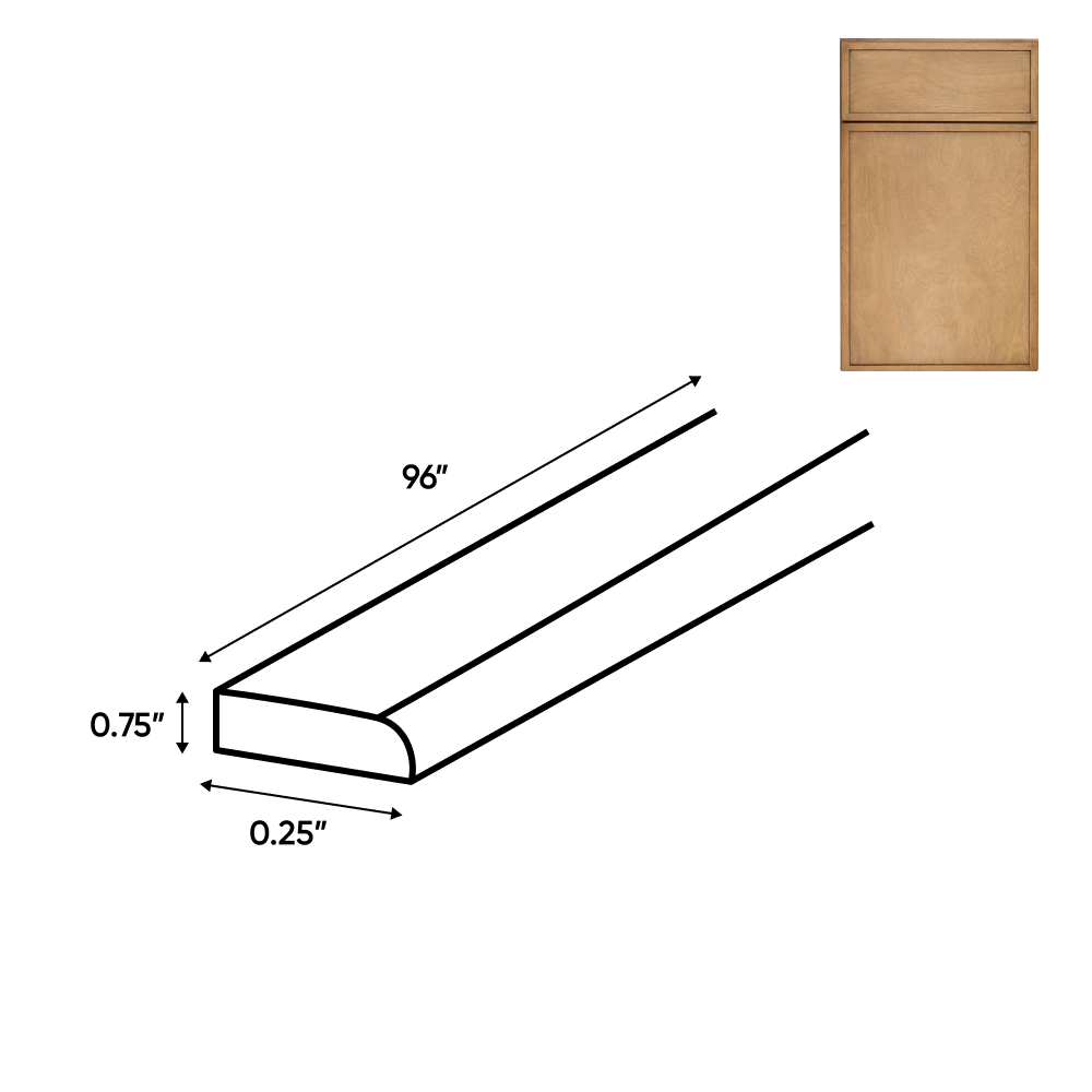 Slim Shaker Karamel - Scribe Moulding - 1/4"W x 96"D x 3/4"H - Pre Assembled