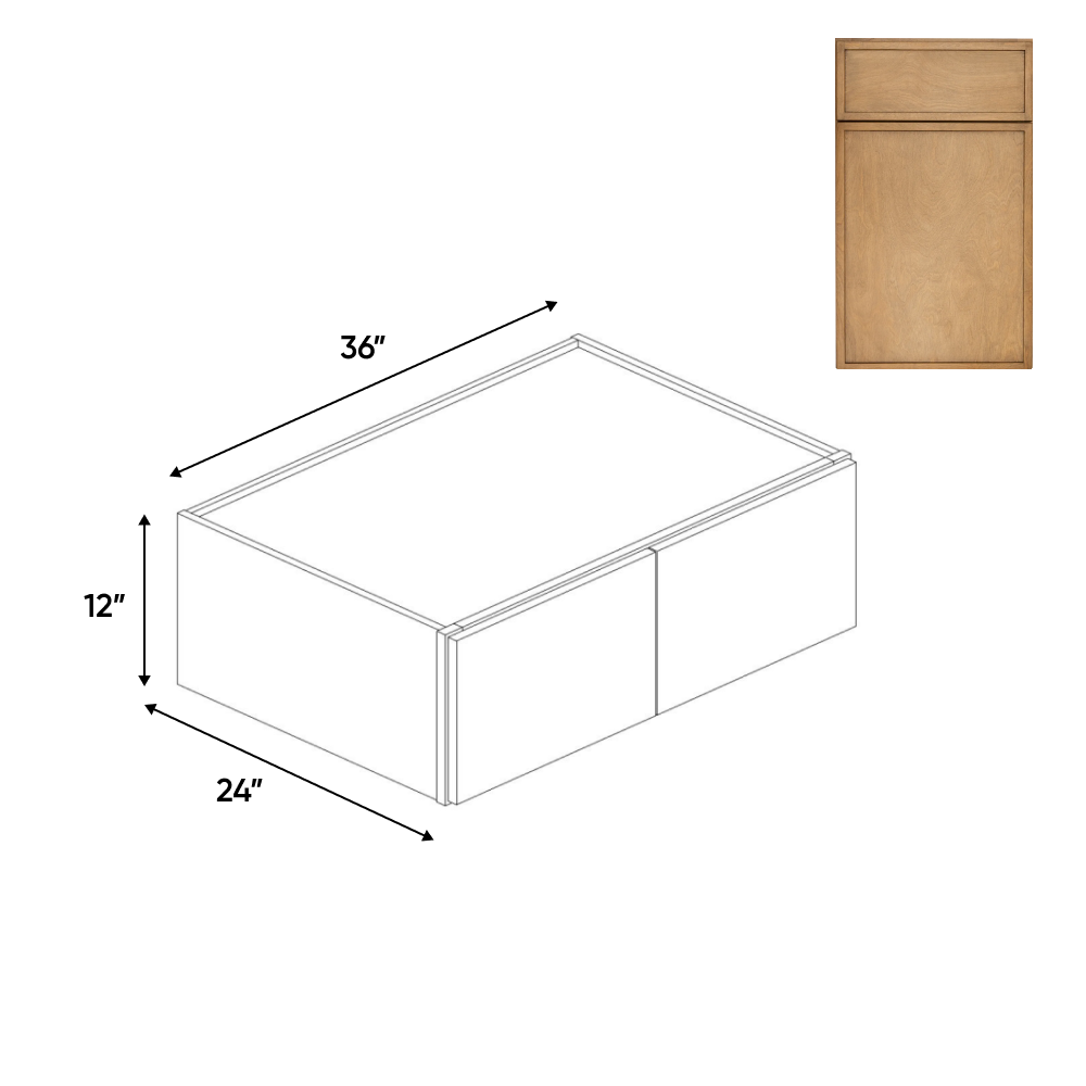 RTA - Slim Shaker Karamel - 24"Deep Double Door Wall Cabinets - 36"W x 15"H x 24"D