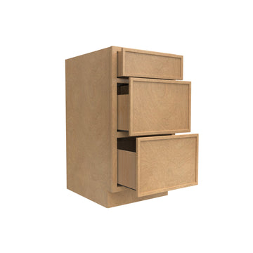 Slim Shaker Karamel - Three Drawer Base Cabinet - 18