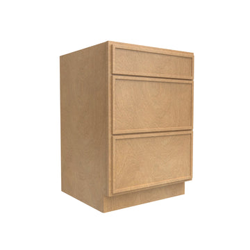 Slim Shaker Karamel - Three Drawer Base Cabinets - 24