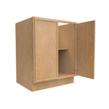 RTA - Slim Shaker Karamel - Full Height Double Door Base Cabinets - 27"W x 34.5"H x 24"D