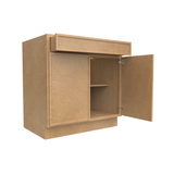 RTA - Slim Shaker Karamel - Full Height Double Door Base Cabinets - 33"W x 34.5"H x 24"D