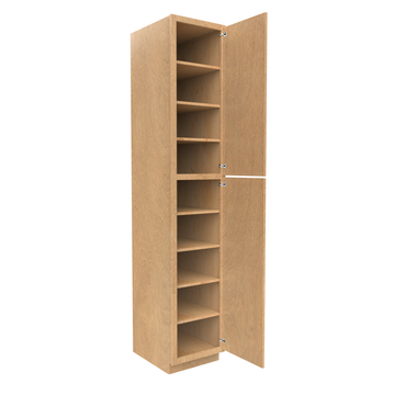 Slim Shaker Karamel - Single Door Pantry Cabinets - 18