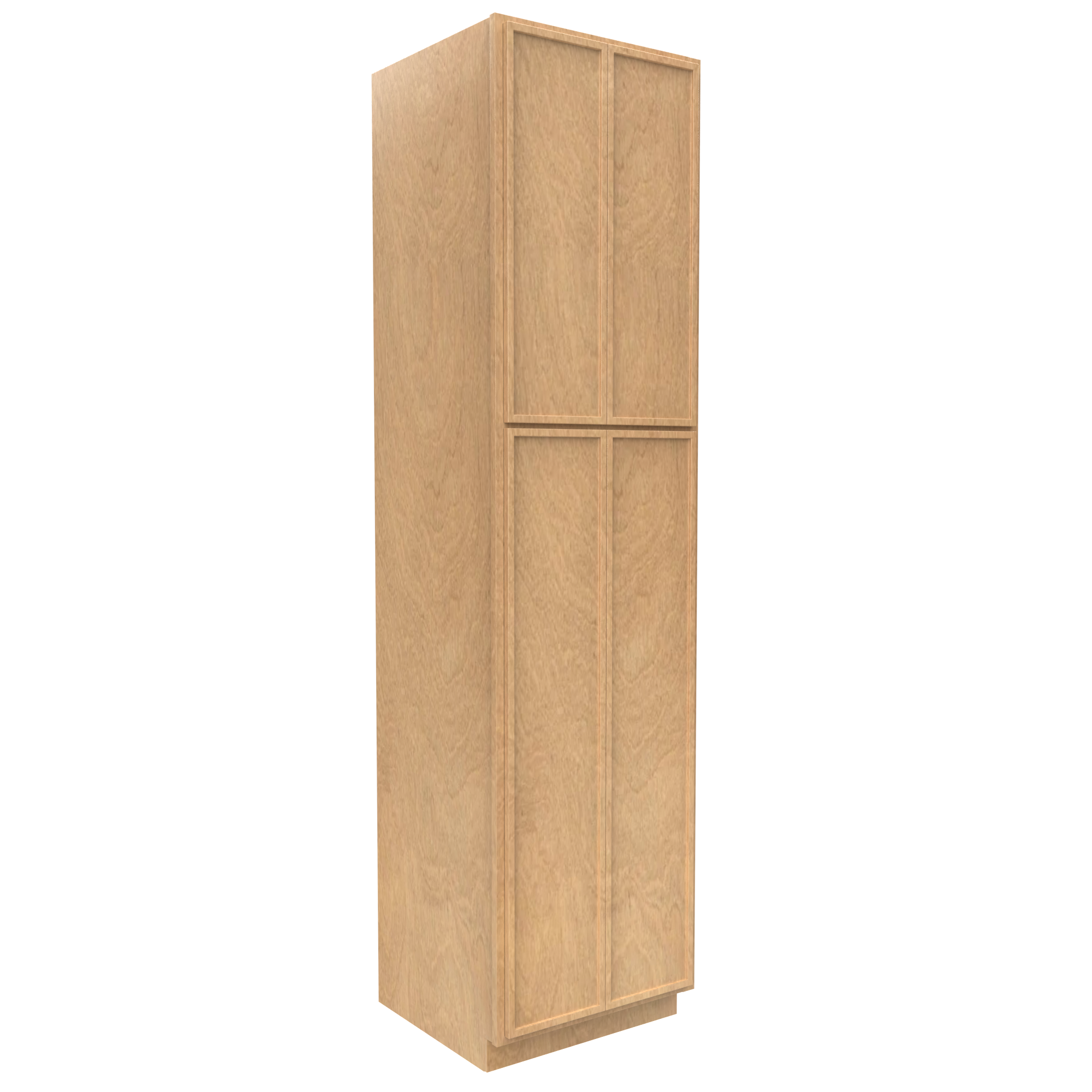 Slim Shaker Karamel - Double Door Pantry Cabinets - 24"W x 96"H x 24"D - Pre Assembled