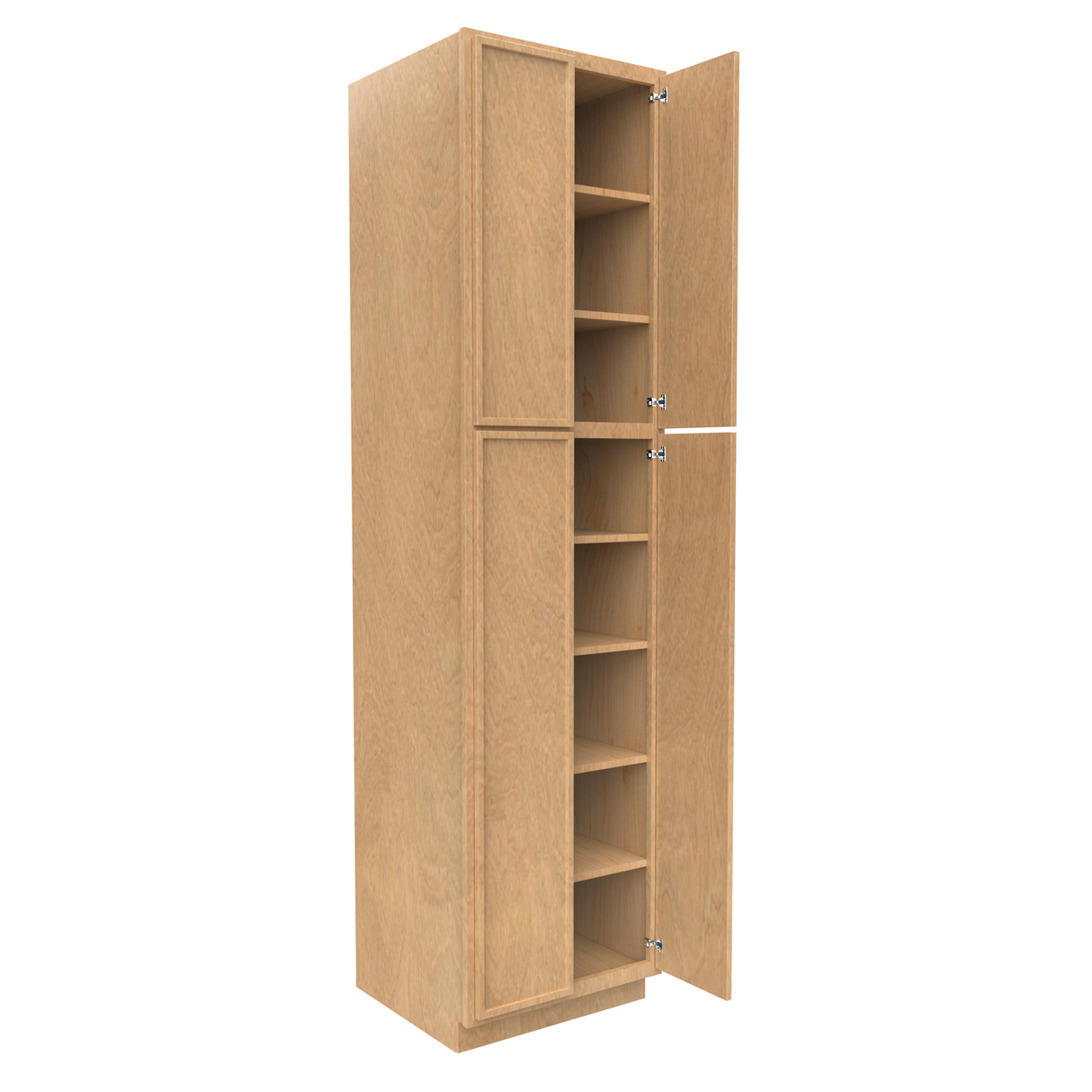 RTA - Slim Shaker Karamel - Double Door Pantry Cabinets - 24"W x 96"H x 24"D