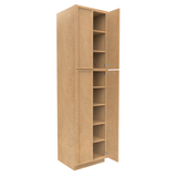 RTA - Slim Shaker Karamel - Double Door Pantry Cabinets - 24"W x 96"H x 24"D