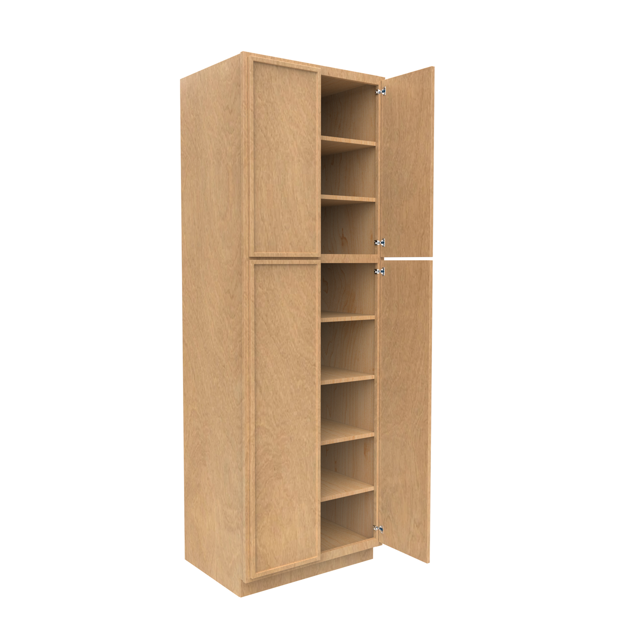 RTA - Slim Shaker Karamel - Double Door Pantry Cabinets - 30"W x 90"H x 24"D