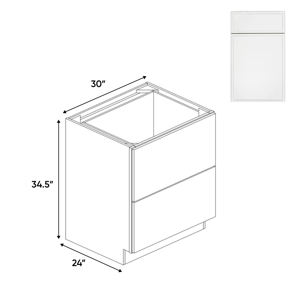 Slim Shaker Oatmeal - Double Drawer Base Cabinets - 30"W x 34.5"H x 24"D - Pre Assembled