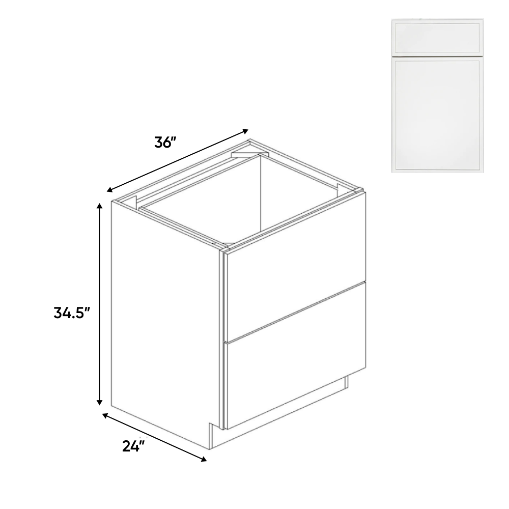 RTA - Slim Shaker Oatmeal - Double Drawer Base Cabinets - 36"W x 34.5"H x 24"D