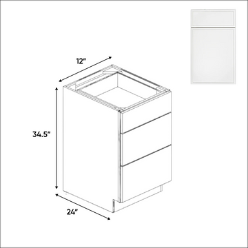 Slim Shaker Oatmeal - Three Drawer Base Cabinets - 12