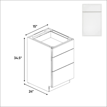 Slim Shaker Oatmeal - Three Drawer Base Cabinets - 15