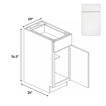 RTA - Slim Shaker Oatmeal - Full Height Single Door Base Cabinets - 9