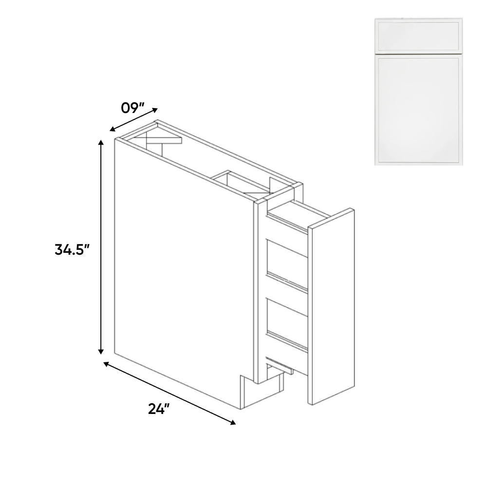 Slim Shaker Oatmeal - Spice Rack Base Cabinets - 9"W x 34.5"H x 24"D - Pre Assembled